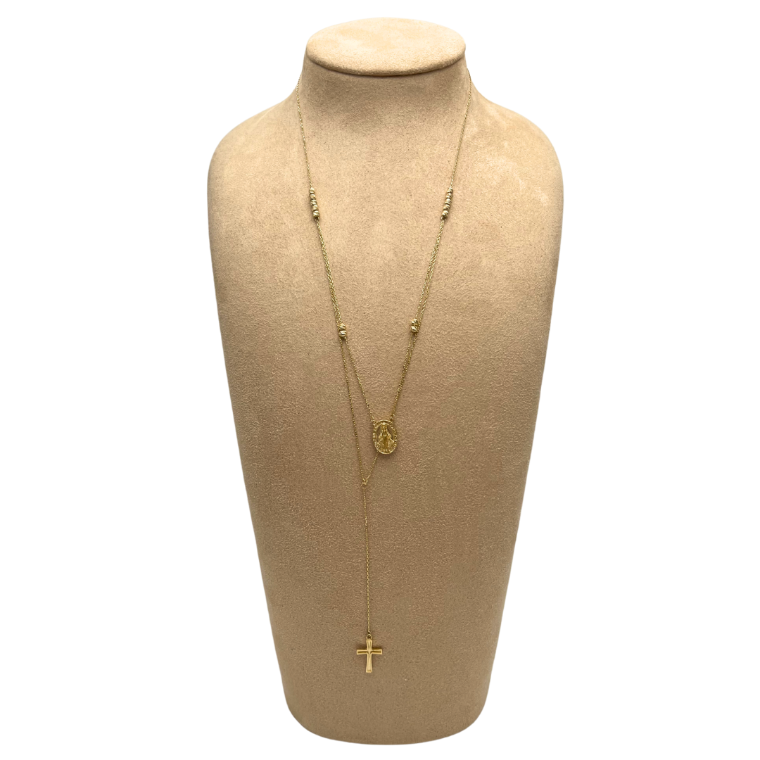 Goldkette Zweireihig Kreuz Maria Anhänger