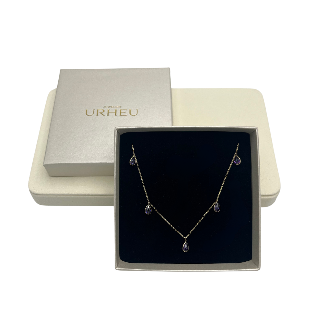 Goldkette Tropfen Lila